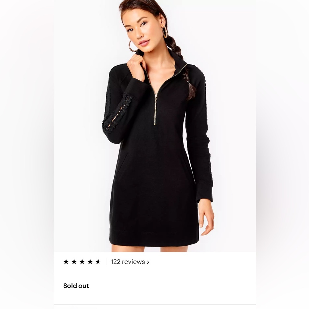 Lilly Pulitzer Solid Skipper Popover Dress, Black, Size S